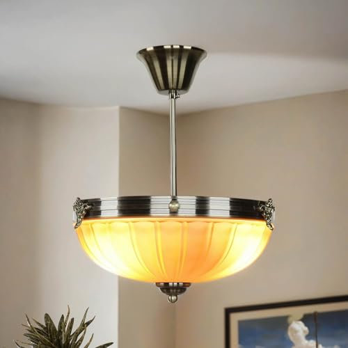 Licht-Erlebnisse Deckenleuchte Glas Metall Ø 30 cm in Bronze Orange E14 3-flammig rund Jugendstil Deckenlampe Esszimmer Wohnzimmer Beleuchtung