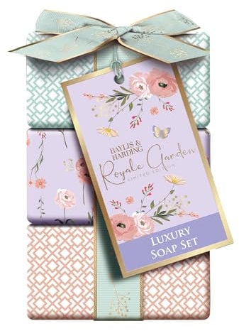 Baylis & Harding Royale Garden Lavender & Rosehip Tea Luxury Wrapped Soaps Gift Set (Pack of 1) - Vegan Friendly