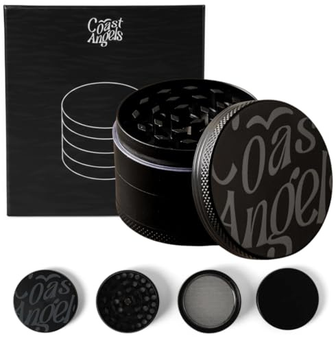 4-Piece Herb Grinder – 1.9 Inch (48 mm) Metal Grinder – Black