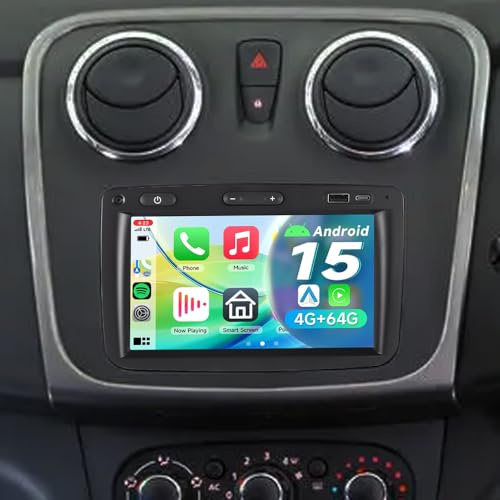 Android15 Radio for Dacia Duster Sandero Logan Captur Dokker Xray Terrano | ACAVICA 7 Dacia Duster Stereo Wireless CarPlay Android Auto Bluetooth 5.4 WiFi 6 4+64GB GPS Navi DSP FM/RDS SWC Rear Camera