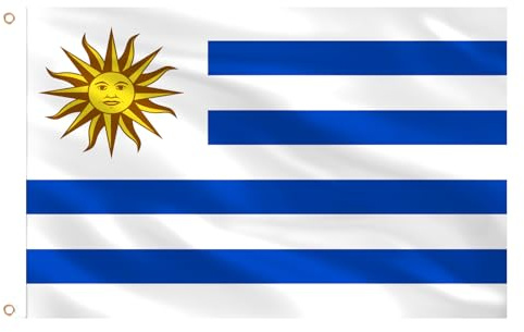 AhfuLife Uruguay Flagge 150 x 90 cm, 1 Stück Große Uruguayische Nationalflaggen Doppelseitig mit Messingösen für WM 2026 Footβall Party Feiern, Independence Day