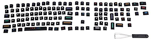 Dot Keycap Dye Sublimation Mechanical Keyboard, PBT Full Keycaps Set, langlebige 128/129 Tasten mit Tastenabzieher, DIY benutzerdefinierte Tastenkappen für 61/64/68/87/96/104/108 (Black)