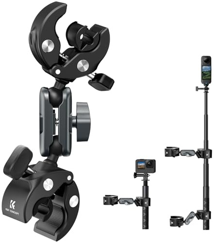 K&F CONCEPT Doble Super Clamp para Moto y Bicicleta con Doble Rótula 360° | Compatible con GoPro Hero, DJI Osmo Action, Osmo Pocket 3, Insta360 y cámaras de acción
