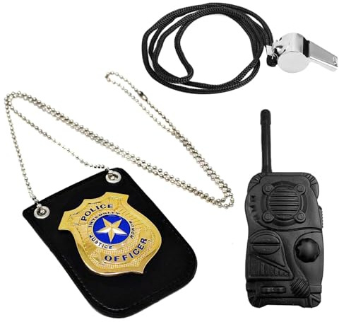 JSTHHTT Policía Juguete Kit, Accesorios de Disfraz Niños Placa de Policía, Accesorios para Halloween Fiesta Carnaval Cosplay