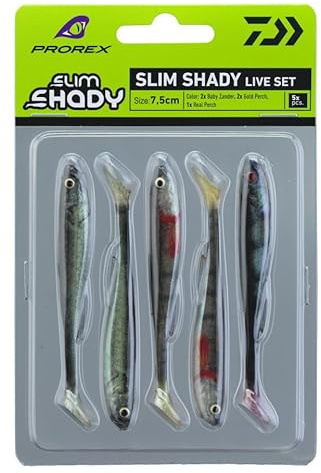 DAIWA Prorex Real Slim Shady Live Set, Gummifisch-Sortiment, 7,5cm, 15100-615
