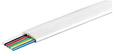 Goobay 93307 Cavo Piatto Telefonico 100m Bobina, AWG 28, CCA, Alluminio Rivestito di Rame, 6 Fili, Bianco, 100m Lunghezza del Cavo