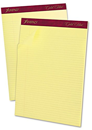 Ampadreg; Gold Fibre Pads, Narrow/Margin Rule, LTR, Canary, 12 50-Sheet Pads/Pack