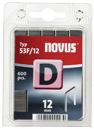 Novus Flachdrahtklammern 12 mm, 600 Tacker-Klammern vom Typ D53 F/12, Befestigung von Folie, Etiketten, Papier und Pappe