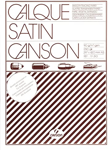 CANSON, Pauspapier, Glatt, 90gsm, 55lb, Bogen, A3-29,7x42cm, Box, Transparent, 250 Bögen - C200017310