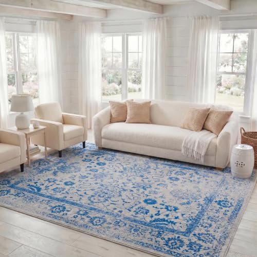 SAFAVIEH Area Rug 6x9 - Adirondack Collection - Grey & Blue, Distressed Vintage Floral Design, Non-Shedding & Easy to Clean, Ideal for Living Room, Bedroom, Dining Space (ADR109A)