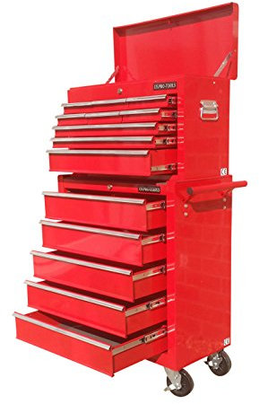us pro tools TOOL CHEST TOOL BOX ROLLER TOOL CABINET RED 9 DRAWER TOP!