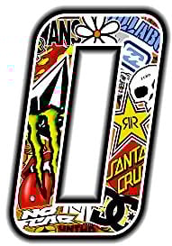 4R Quattroerre.it 13350 Startnummer 0 Aufkleber für Motorräder, Sticker Bomb, 10 x 7.5 cm