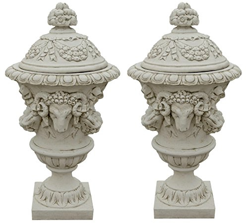 Antikes Wohndesign 2 x Amphore Vasen Set Steinvase Blumenkübel Torvasen Amphorenvase Türvasen Blumenkübel