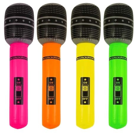 SHATCHI 5 x Inflatable Microphones Toys Mic Mike Blow Up Musical Instruments Bag Fillers Supplies Toys Favours Hen Night Do Stag Fancy Dress Party Accessories Rock Star Pretend Play Gifts