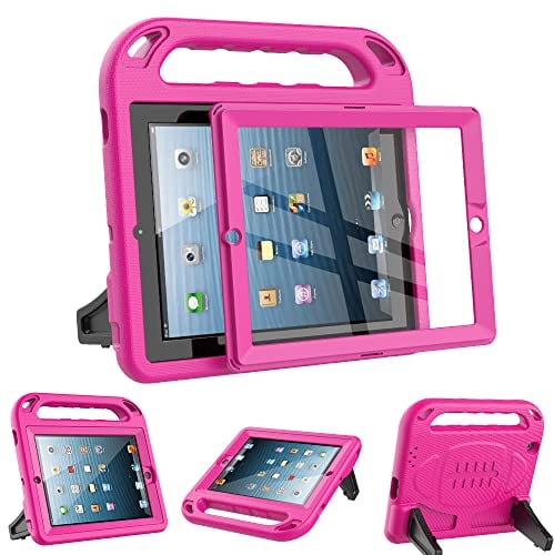 Surom Funda infantil para iPad 2, 3, 4 (modelo antiguo), protector de pantalla integrado, mango a prueba de golpes, soporte para niños, funda protectora para iPad de 2ª, 3ª y 4ª generación, color rosa