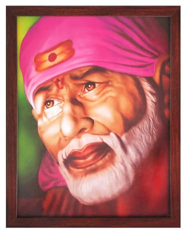 HandicraftStore Poster mit Rahmen, Sai Baba Poster für Zuhause, Büro und Geschenk