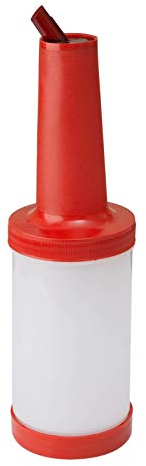 We Can Source It Ltd - 1 Litre Red Plastic Save and Pour Bottle with Spout and Lid – Reusable Storage for Juice, Oil, Sauces and Condiments – Leak-Proof, Easy Pour and Dishwasher Safe