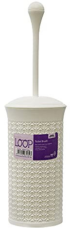 JVL Knit Design Loop Plastic Toilet Brush and Holder, Ivory 40cm x 12cm, One size