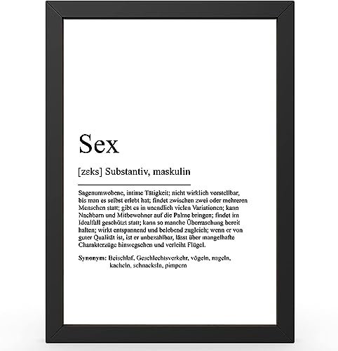 Urhome DIN A4 Kunstdruck Definition Sex inkl. Rahmen - Worterklärung wie im Duden Lexikon als Wanddeko Spruch-Poster Deko Wandbild mit Spruch gerahmt für Wohnung Familie Geschenk