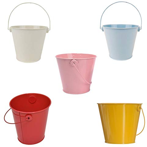 STOBOK 5pcs Mini Wimer bunt Gastgeschenk Mini Eimer Hochzeit Party Taufe Süßigkeiten Bonbons Tischdeko Bonboniere Mit Tragegriff Balkon Pflanzer Eimer Kaktus Topf übertopf Eimer