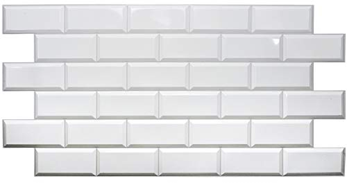 PVC Kunststoff Wandpaneele 3D Dekorative Fliesen Verkleidung - Weiße Fliesen (12, 5,64 m²)