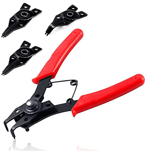 LEONTOOL 4 in 1 Snap Ring Pliers 6 Internal External Retaining Ring Pliers Ring Remover Retaining Circlip Hand Tool Set Straight and Bent Jaws