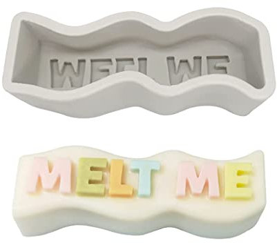 Welle Slogan Melt Me Kerzenform, Alphabet-Wörter, Stumpen-Silikonharz-Form für Kerzenherstellung, 3D-Buchstaben-Kerzenform für Schokolade, Kuchen, Seife, Anhänger, Gips, Schnitzerei, Aromatherapie