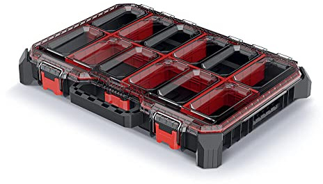 Sorting Box, Assortment Box, Small Parts Magazine with Dividers, Transparent Decker, Stackable, 543 x 368 x 77 mm