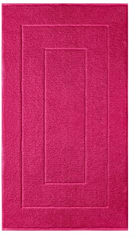 Lashuma Badematte flauschig Rot – Rhabarber, London Bad Teppich waschbar 50x80 cm