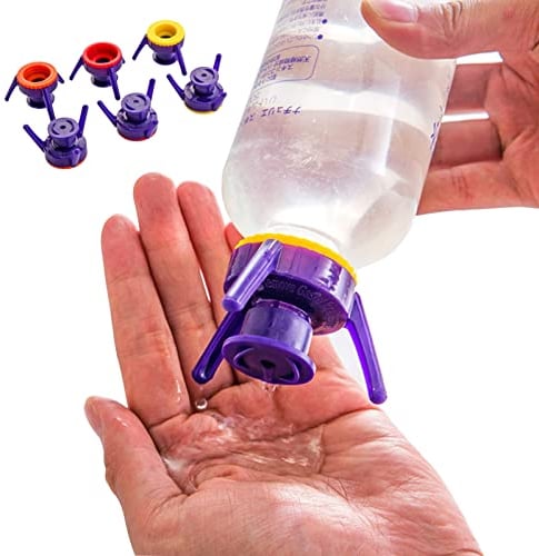 FLUORO (6 Pack) Bottle Emptying Stand Kit - Drops Squeezing Inverted Stand Cap Leak-proof Squeeze Cap Closure Cap Bottle Cap Tripod Stand Upside Down Stand Cover