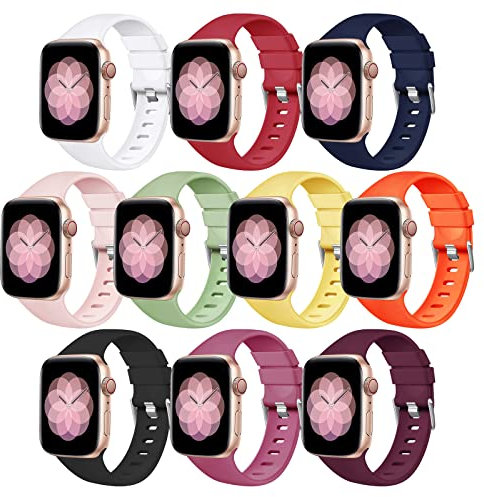 SEANTUA Lot de 10 bracelets de sport compatibles avec Apple Watch 38 mm, 40 mm, 41 mm, 42 mm, 44 mm, 45 mm, pour homme et femme, 42mm/44mm/45mm, Plastique