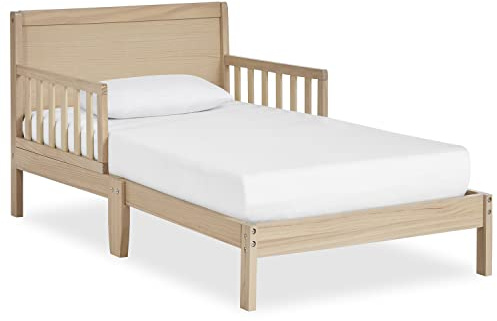 Dream On Me Brookside Wooden Toddler Bed in Vintage White Oak, Greenguard Gold & JPMA Certified, Kids Bed with Safety Rails, Low-to-Floor Design, Non-Toxic Pinewood Finish