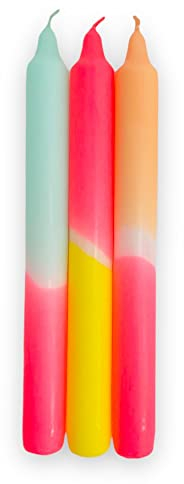 cama24com Kerzen-Set Dip Dye Neon Sunshine Club Stabkerzen 3 Stück von pinkstories mit Palandi® Sticker