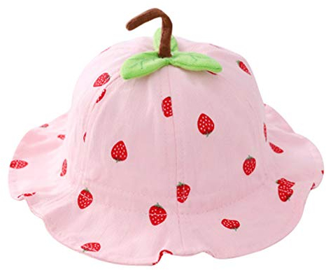 GALPADA Tiefe Kappe Reise Eimer Atmungsaktiv Mädchen Kind Sonnenschutz Mund Sommer Outdoor Kinder Niedlich Strand UV Muster Baby Erdbeere Geeignet Spielen - Kleinkind Hut