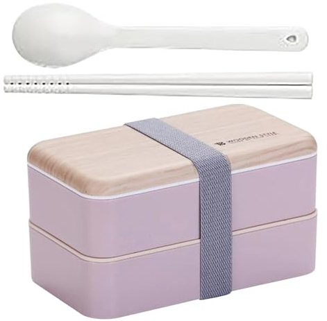 Hometric Pink Bento Lunch Box for Kids and Adults, 1200ml 2 Layers Lunch Box with Compartments