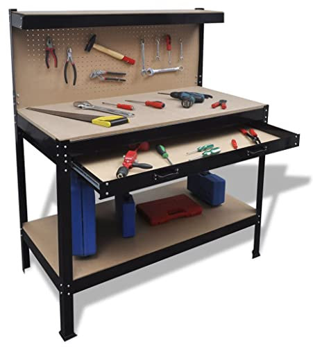 INLIFE Werkbank mit Lochwand und Schublade,21.56kg,141769