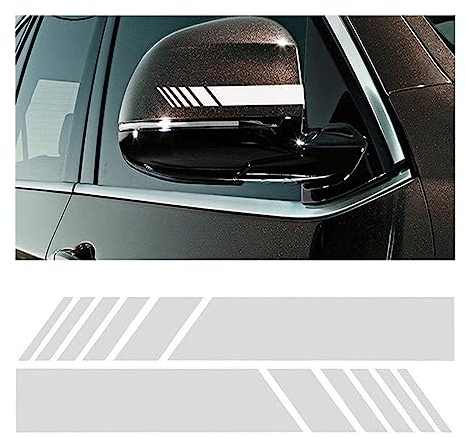 CGEAMDY Paar Rückspiegel Auto Aufkleber Reflektierende Streifen, PET Wasserdicht Autospiegel Aufkleber DIY Dekoration für Auto Seitenspiegel Rückspiegel(Weiß)