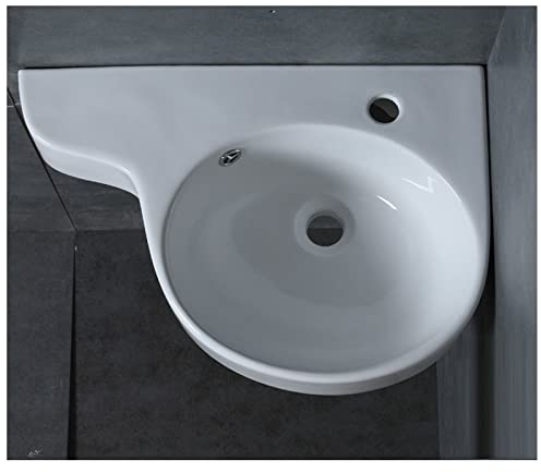 Waschbecken Handwaschbecken Wandhalterung Ecke Badezimmer Waschbecken Weiß Mini Dreieck Porzellan Keramik Wohnung Wandmontage Badezimmer Waschbecken Schüsseln Aufsatzwaschbecken (Color : Right Hole-