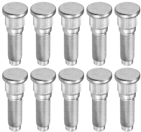A ABSOPRO 1/2-20 Bullone per Dado Ruota per Jeep Grand 10 Pezzi | Acciaio Cromato, Tono Argento, 1/2-20, 27mm, 55x21mm, OE:6036424AA/68003287AA/610448/970771, Per Jeep Wrangler 2007-2017