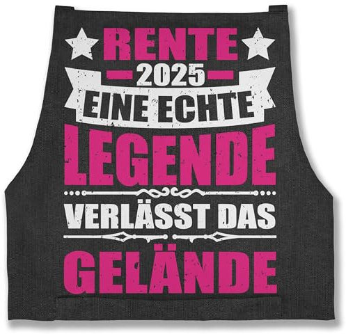 Shirtracer Schürze - Rentner - Erwachsene - Rente 2025 eine echte Legende verlässt das Gelände - 85x69 - Jeans Schwarz - geschenke für renteneintritt frau retirement renter kochschürze zum ruhestand