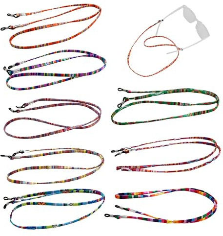 NyxSeat 8 pezzi cordoncino per occhiali, catenina colorata per occhiali, cordoncino antiscivolo, cordoncino per occhiali a collo anti-perdita, unisex, adatto per occhiali da sole, occhiali da lettura