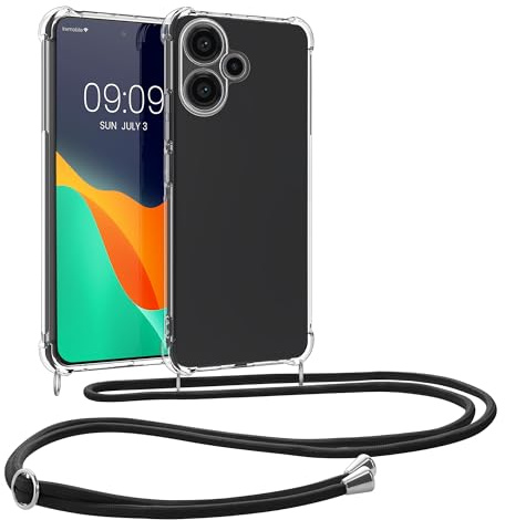 kwmobile Necklace Case kompatibel mit Xiaomi Redmi Note 13 Pro+ 5G / Redmi Note 13 Pro Plus 5G Hülle - Silikon Cover mit Handykette - Band Handyhülle Transparent Schwarz
