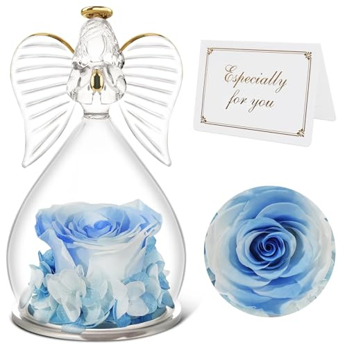 Qinqinxin Ewige Rose Engel Geschenke für Frauen | Ewige Rose im Glas mit Engel Figur Infinity Rose Geschenk, Geburtstagsgeschenk für Mutter Oma zu Weihnachtstag Muttertag
