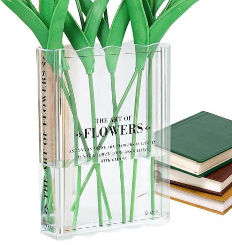 Buchvase 2 Stück - Acryl Vase, Transparente Kristall Moderne Vase, Einzigartige Klare Buchvase | Niedliches Bücherregal Transparent Dekor | Dekorative Acryl Klar Buchvase für Wohnzimmer, Esstisch