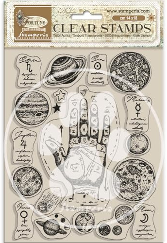 Stamperia - Acrylic Stamp for Scrapbooking, Albums, Card Making, Bullet Journalling and More, Transparent, Long Lasting, Easy to Clean, Perfect for Hobbies, Crafts, and Gifting (Fortune - Elements)