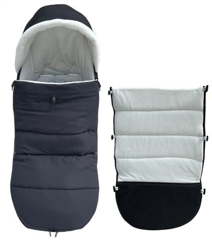 Colu Kid Universeller Fußsack für Kinderwagen, warm, kompatibel mit Babyzen YOYO – mit dicker Polsterung – weiches Futter und spritzwassergeschützte Oberfläche – maschinenwaschbar (schwarz)