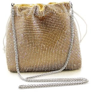 MICHELLE MOON Handtasche Damen Klein Elegant mit Glitzer | Abendtasche Gold | Clutch Gold für Hochzeit, Party und besondere Anlässe | Handtasche Gold Damen mit abnehmbarer Schulterkette