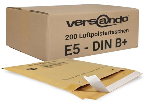 versando 200x E5 Luftpolsterumschläge Innenmaß 220 x 265 mm Außenmaß 240 x | 275 mm braun/goldgelb für DIN B5 / B+