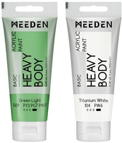 MEEDEN Pintura Acrílica Verde Claro: 100 ml de Espesor de la Pintura Acrílica del Tubo, con Titanio Adicional Blanco, Para Vidrio de Tejido de Madera