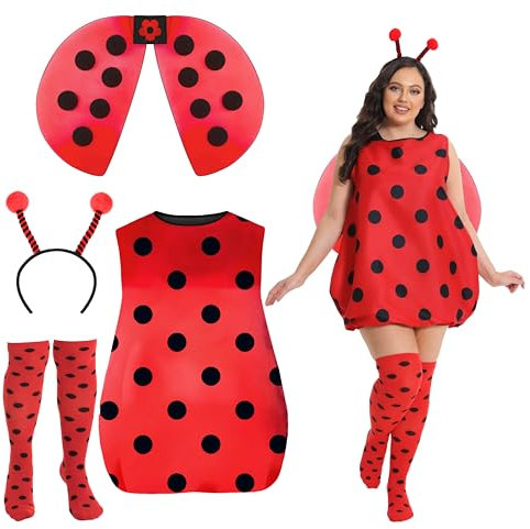 Seawhisper Marienkäfer Kostüm Damen Große Größen Käfer Erwachsene Ladybug Übergröße Faschingskostüme 58 60